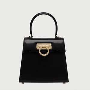 Ferragamo top handle kelly style gancini bag